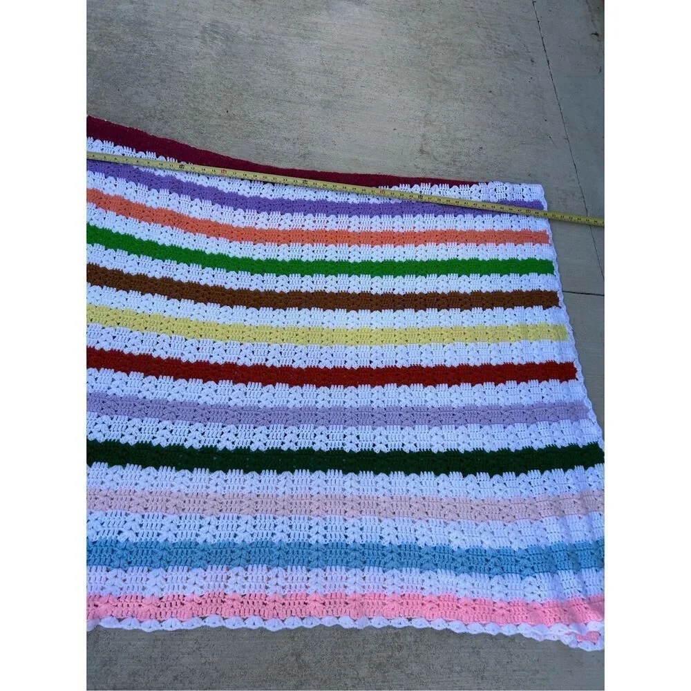 Crochet stripes rainbow blanket 50